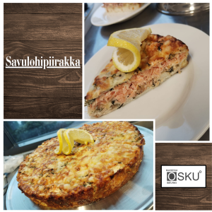 Savulohipiirakka halk. 23cm. Tilaus 2 vrk ennen noutoa, ei la-su.