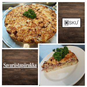 Savuriistapiirakka halk. 23cm. Tilaus 2 vrk ennen noutoa, ei la-su.